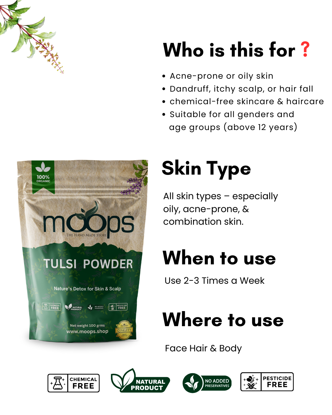 Moops Tulsi Powder
