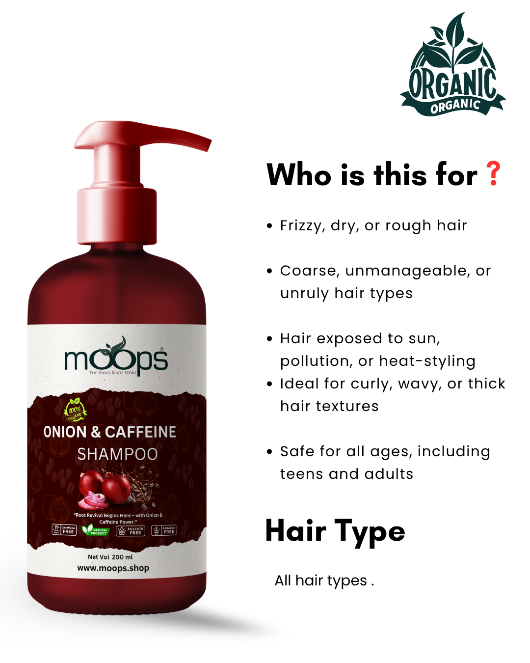 Moops Onion Caffeine Shampoo