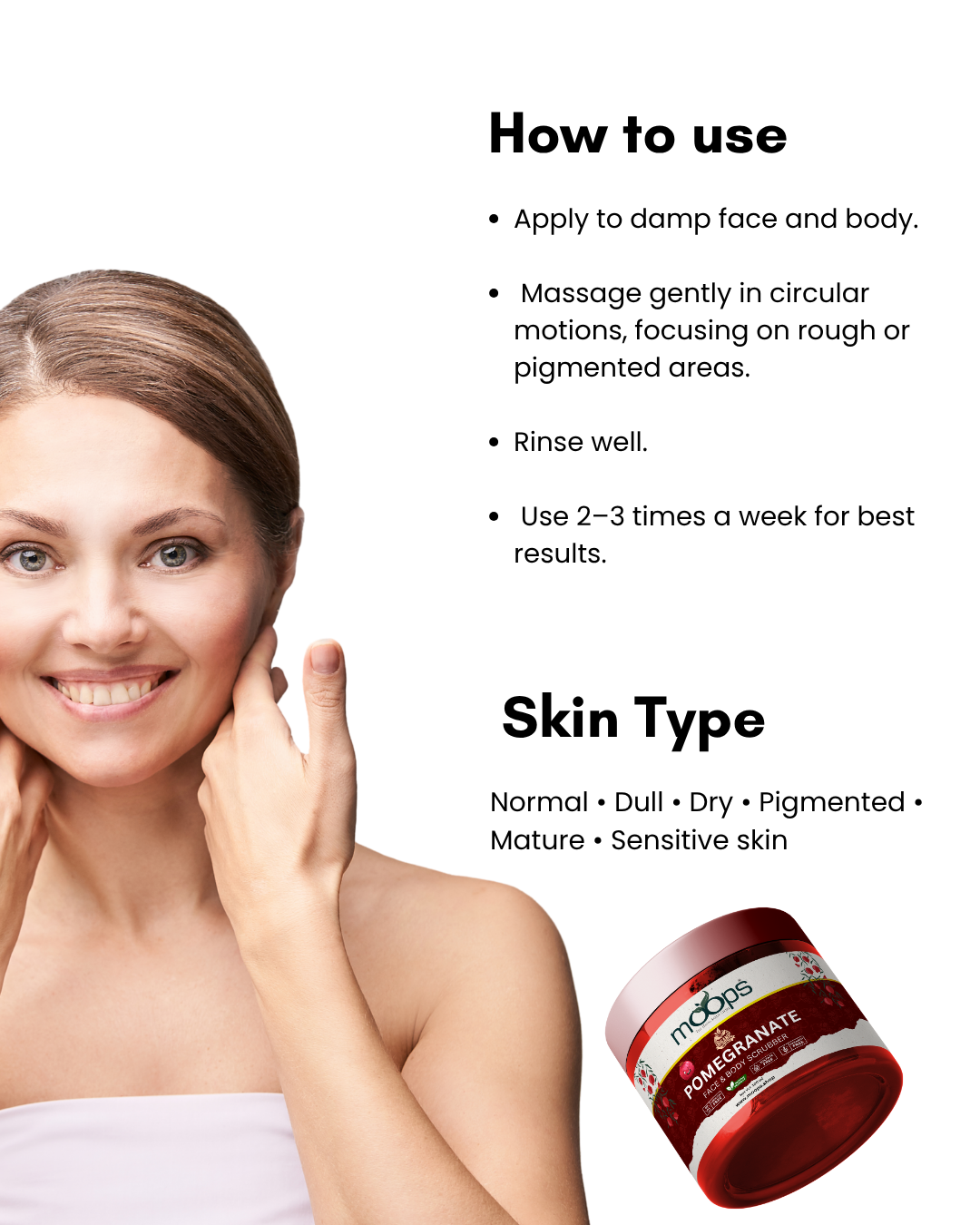 Moops Pomegranate Face & Body Scrubber