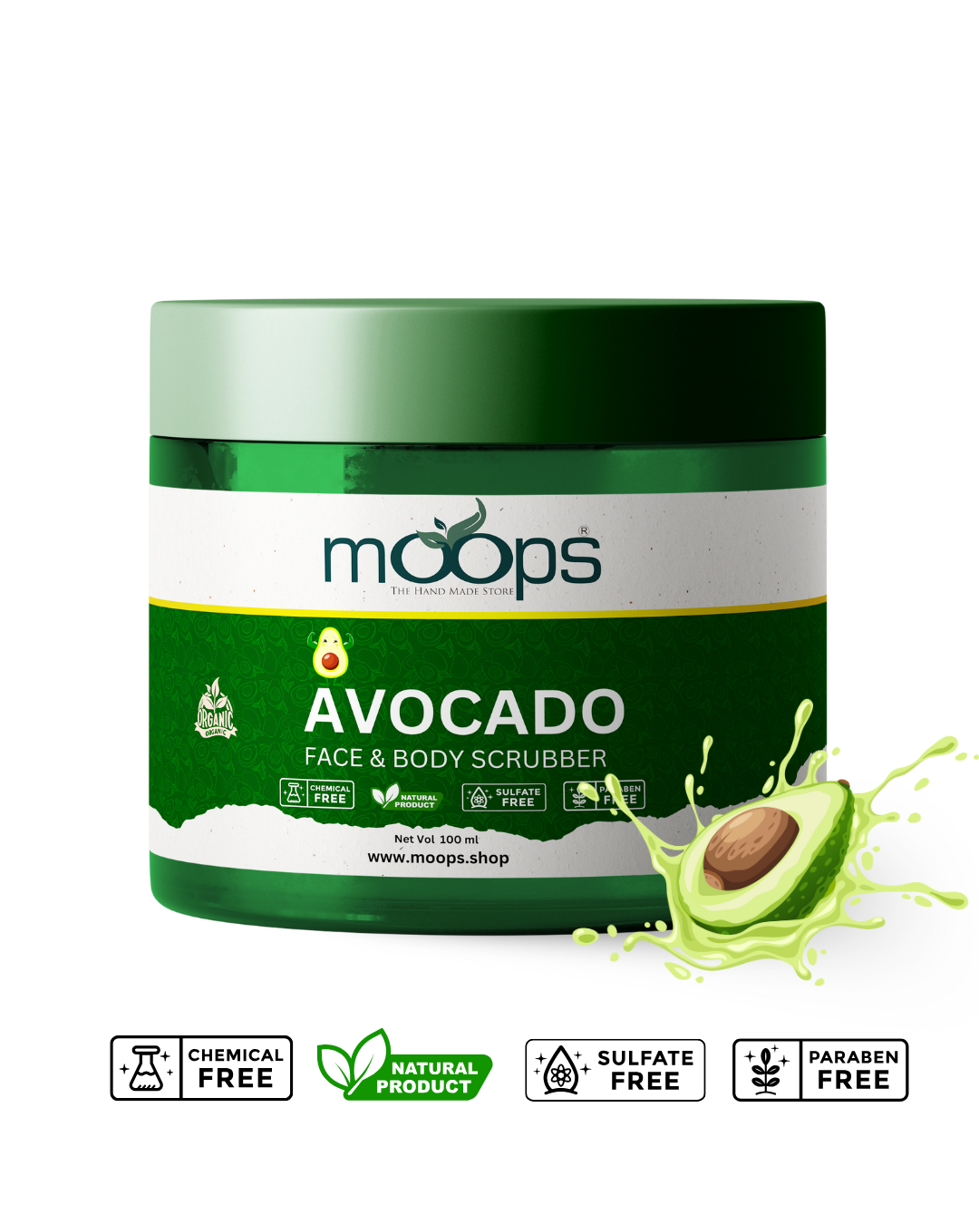 Moops Avocado Face & Body Scrubber