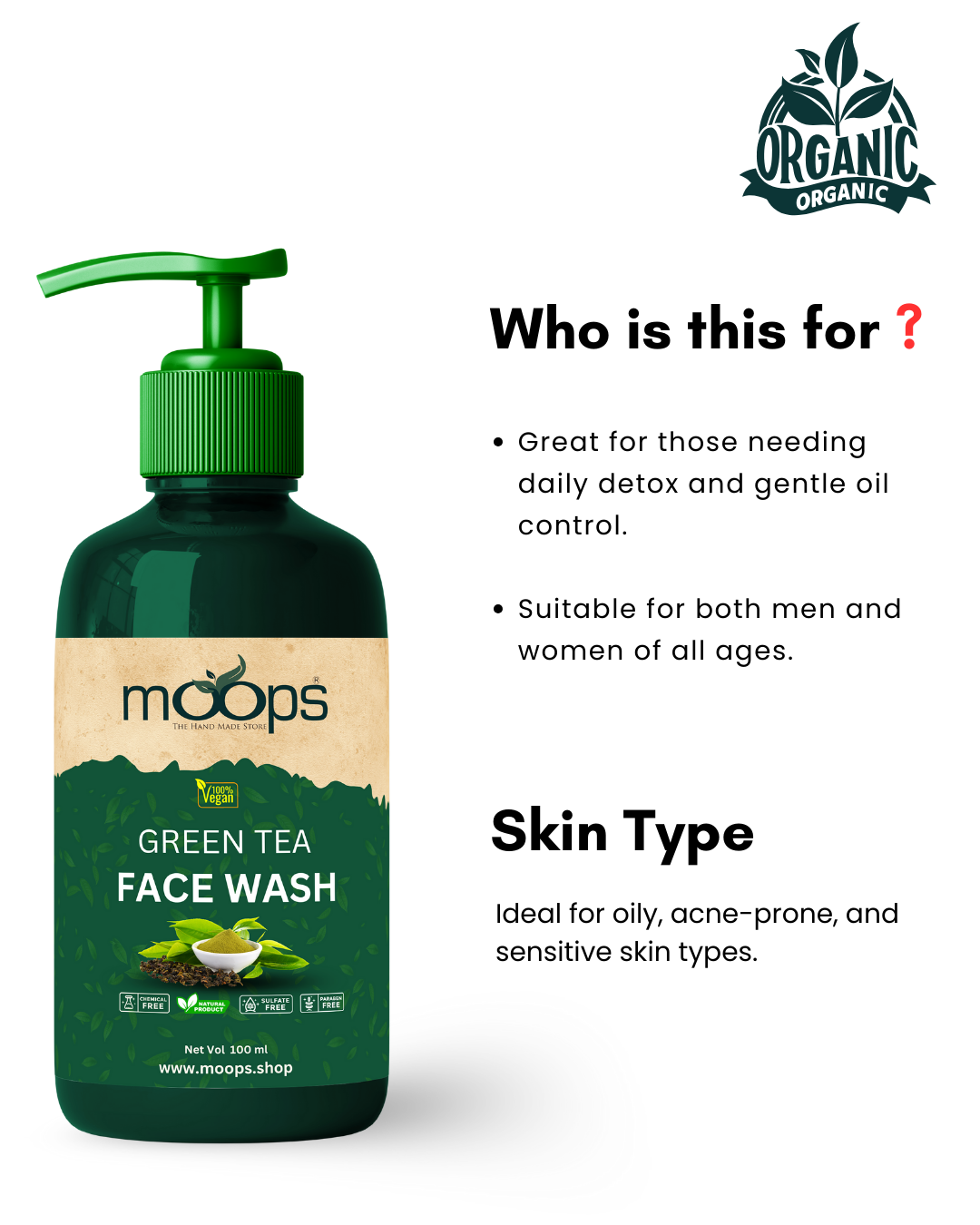 Moops Green Tea Face Wash