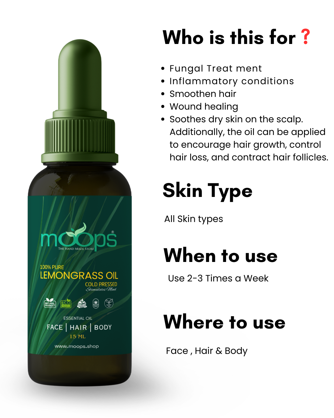 Moops Lemongrass Essential Oil