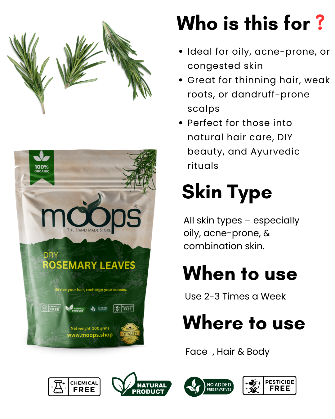 Moops Dried Rosemary Leaves