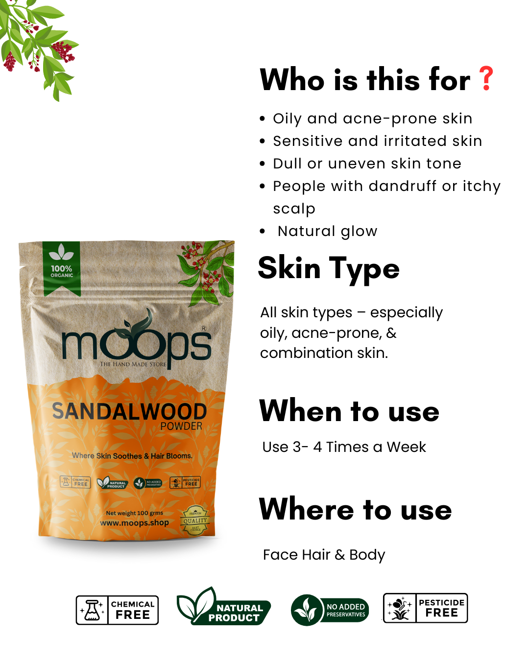 Moops Sandalwood Powder