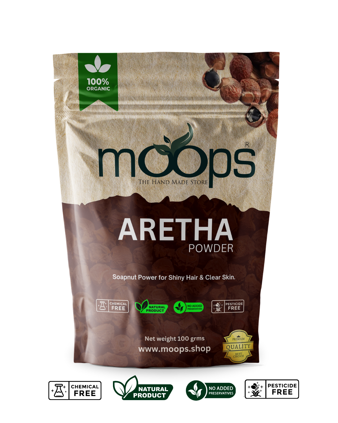 Moops Aretha Powder (Soapnut / Reetha Powder)