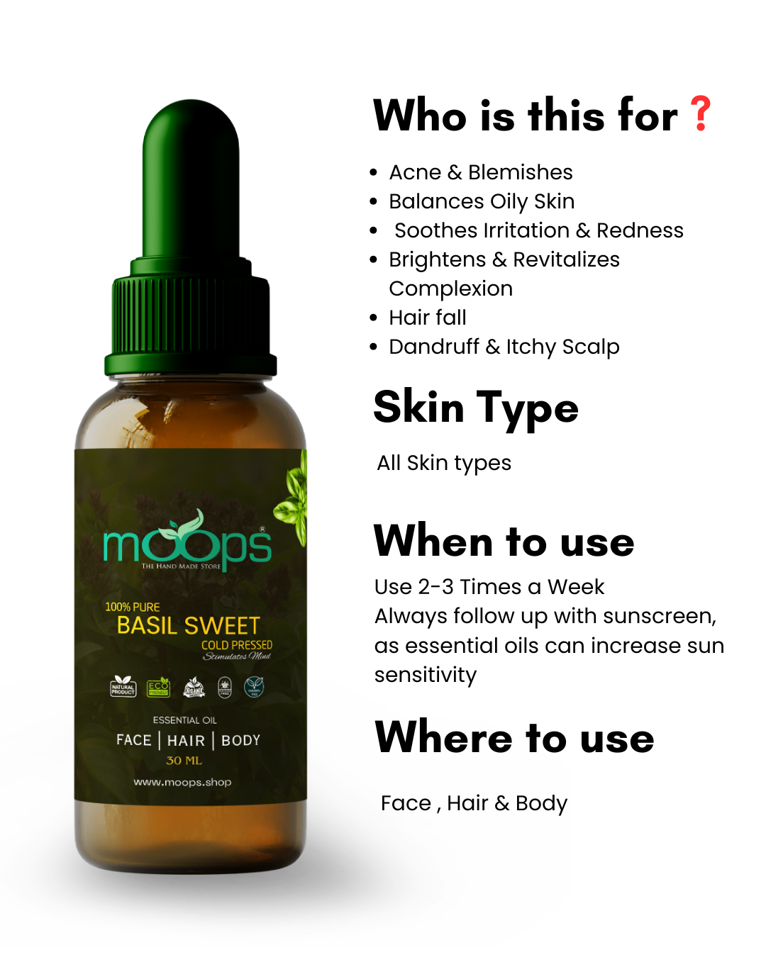 Moops Basil Sweet Oil