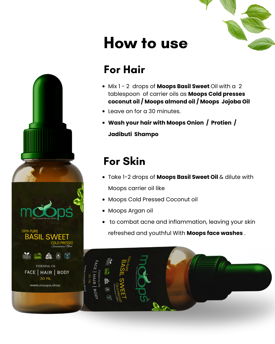 Moops Basil Sweet Oil