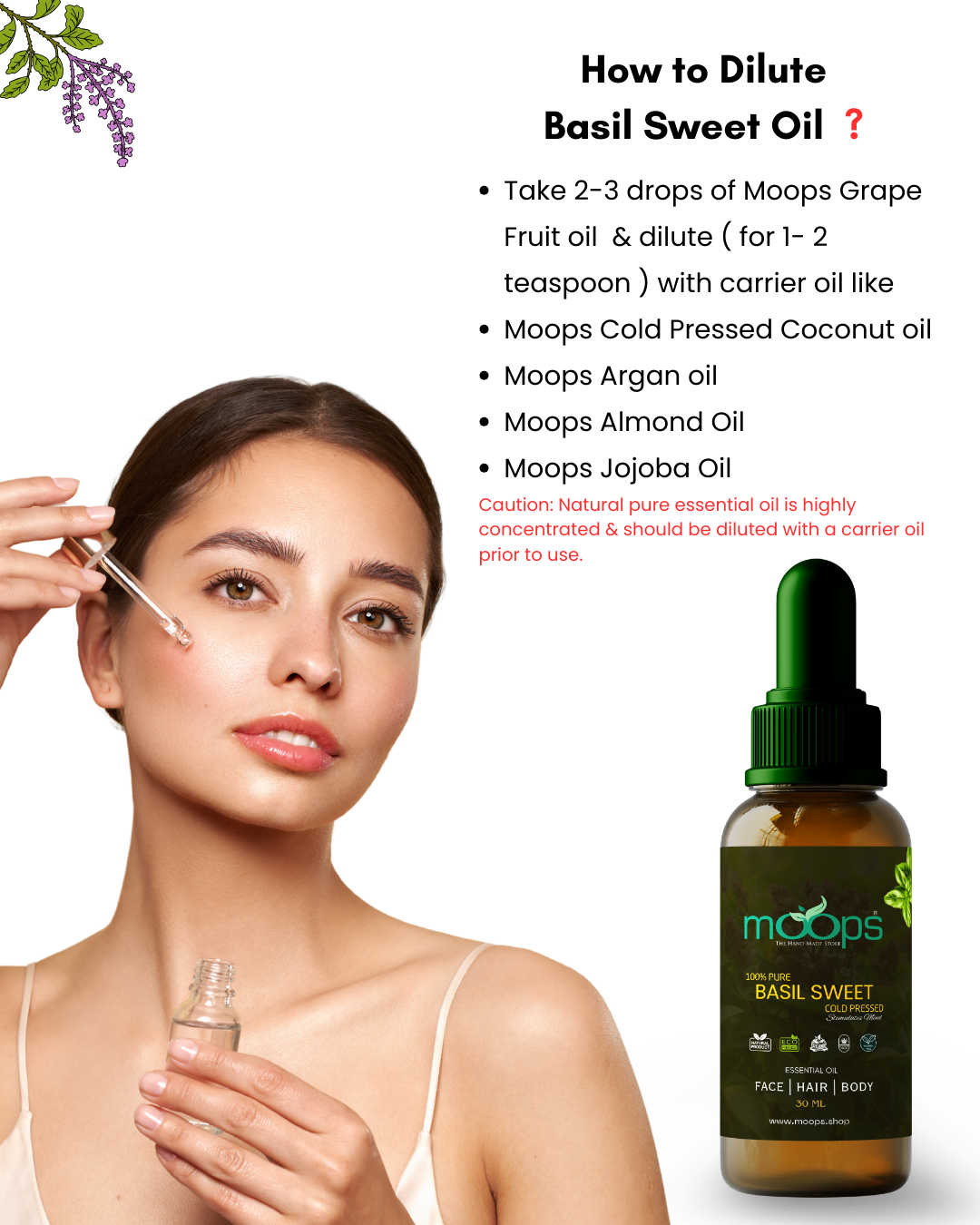 Moops Basil Sweet Essential Oil
