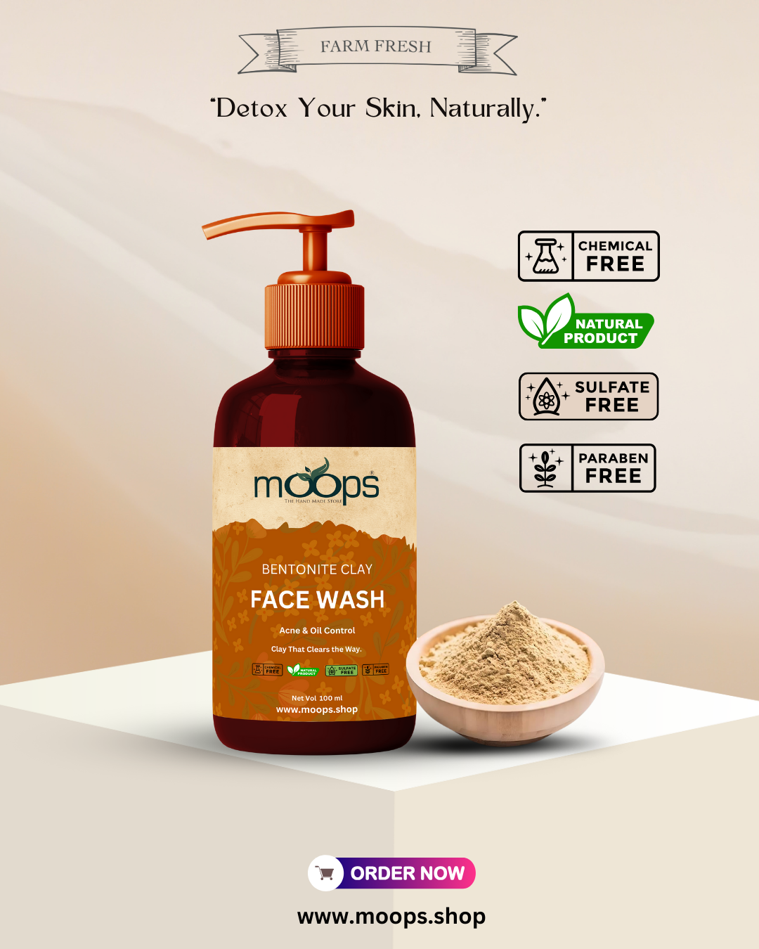 Moops Bentonite Clay Face Wash