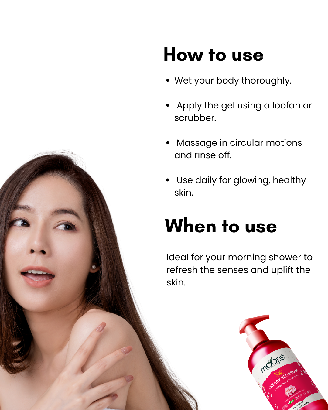 Moops Cherry Blossom Shower Gel with Scrubber