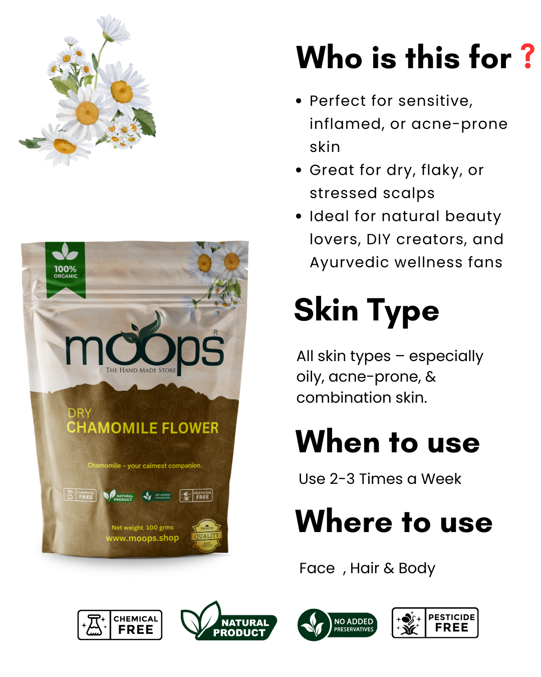 Moops Dried Chamomile Flowers