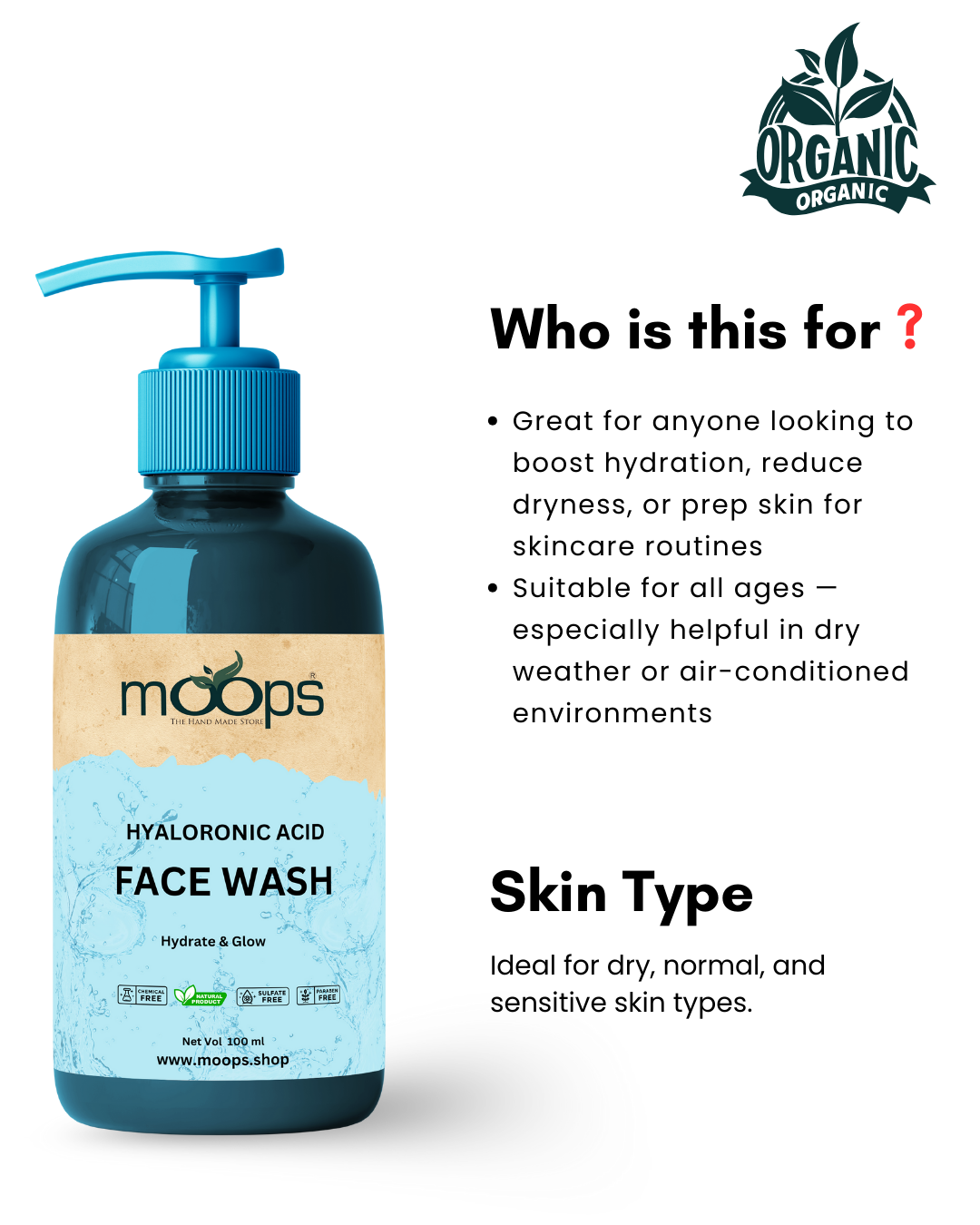 Moops Hyaluronic Acid Face Wash