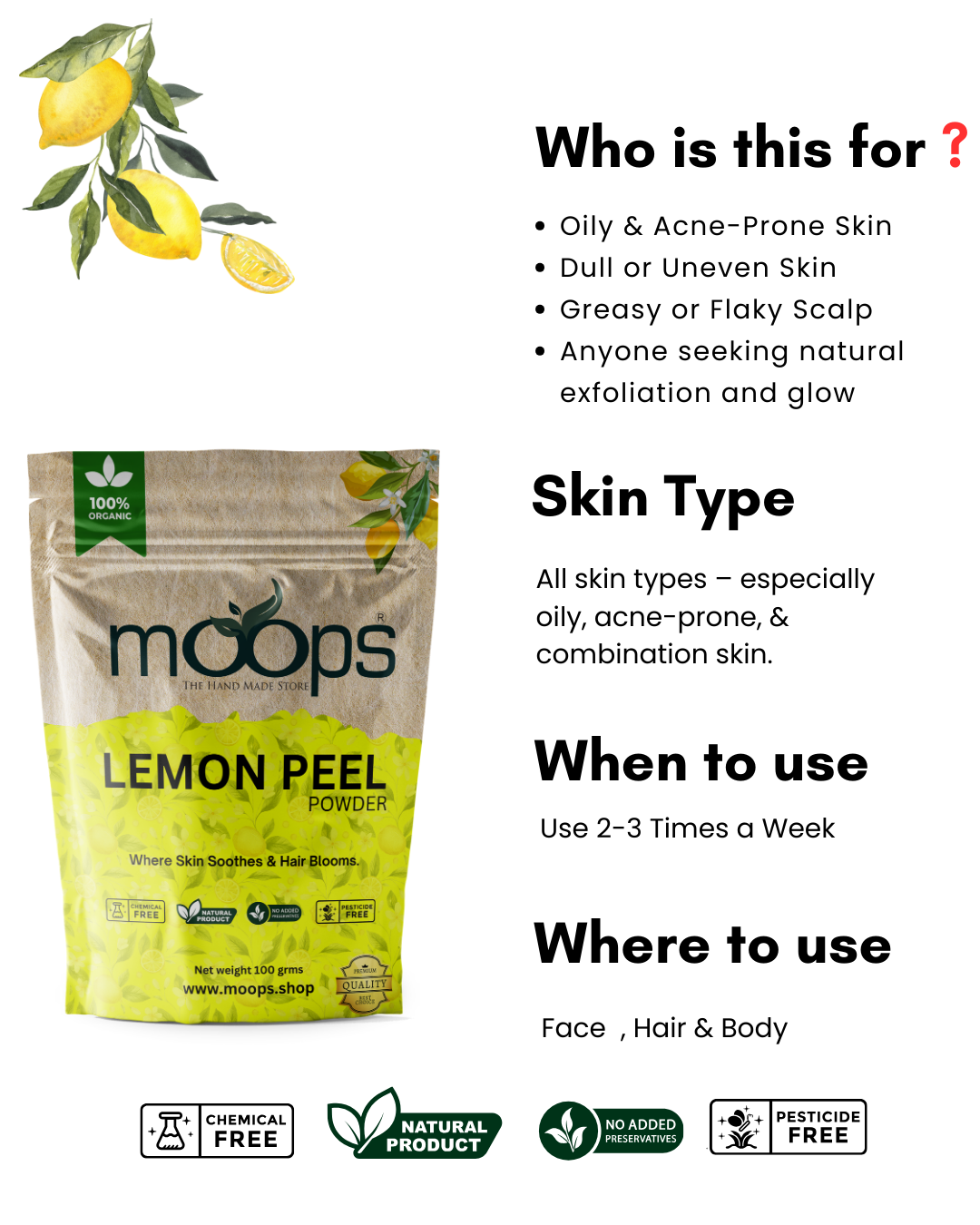 Moops Lemon Peel Powder