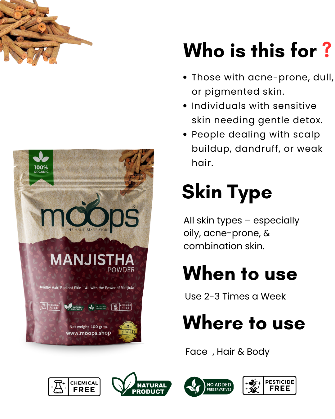 Moops Manjistha Powder