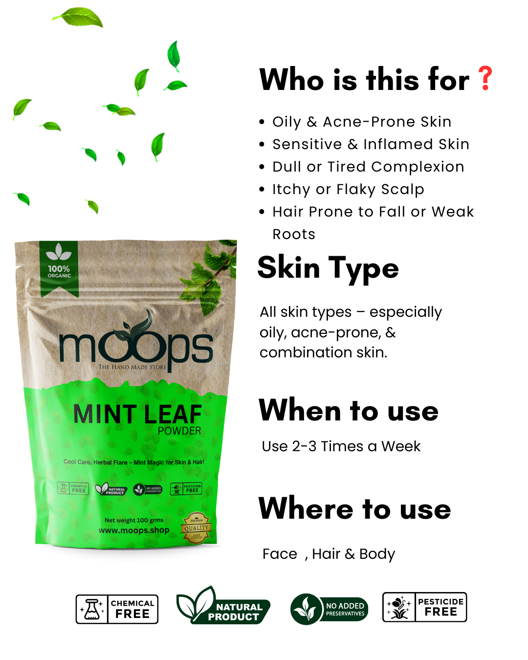 Moops Mint Leaf Powder