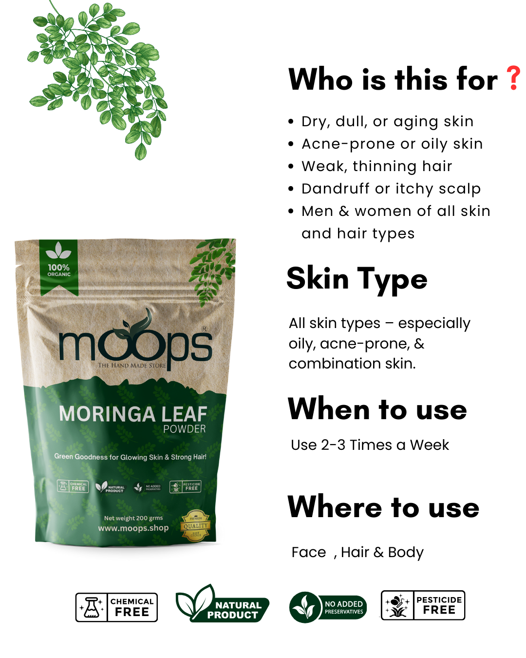 Moops Moringa Leaf Powder
