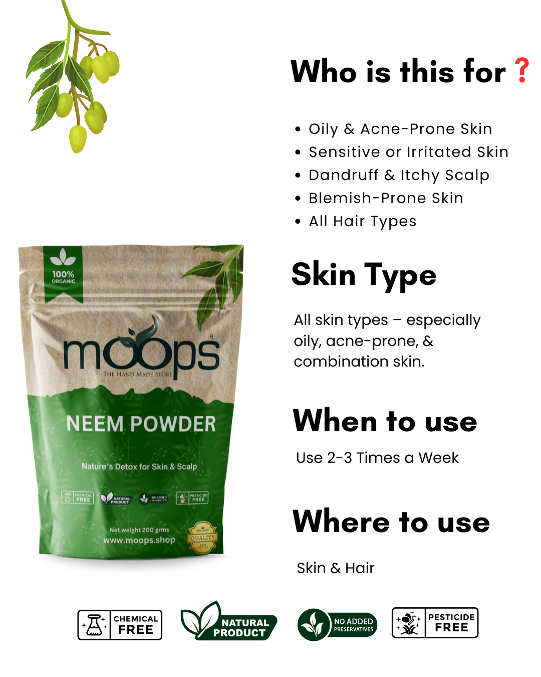 Moops Neem Powder