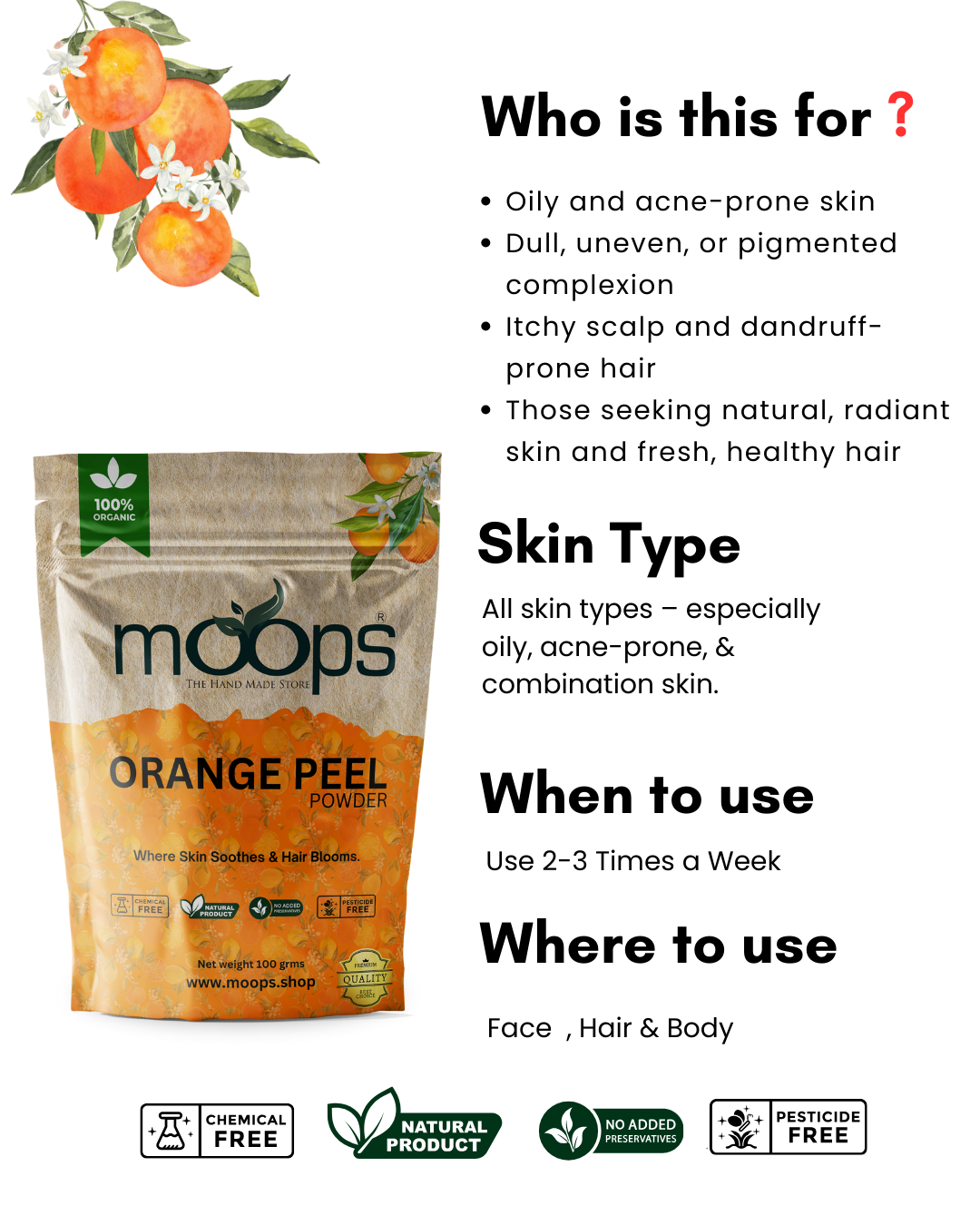 Moops Orange Peel Powder