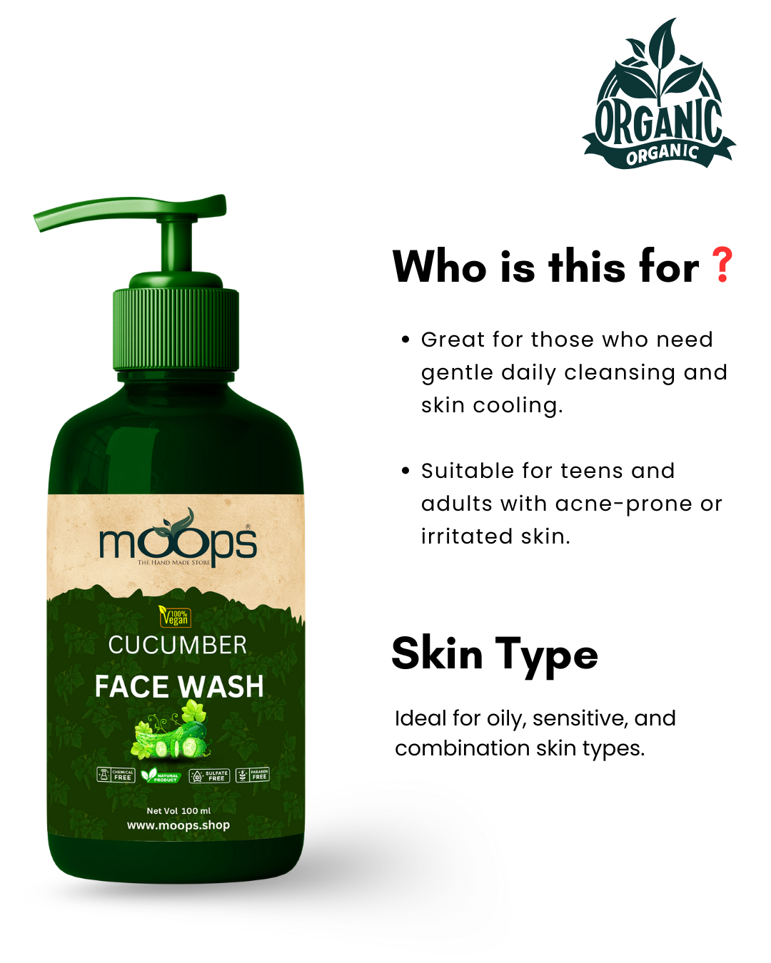 Moops Cucumber Face Wash