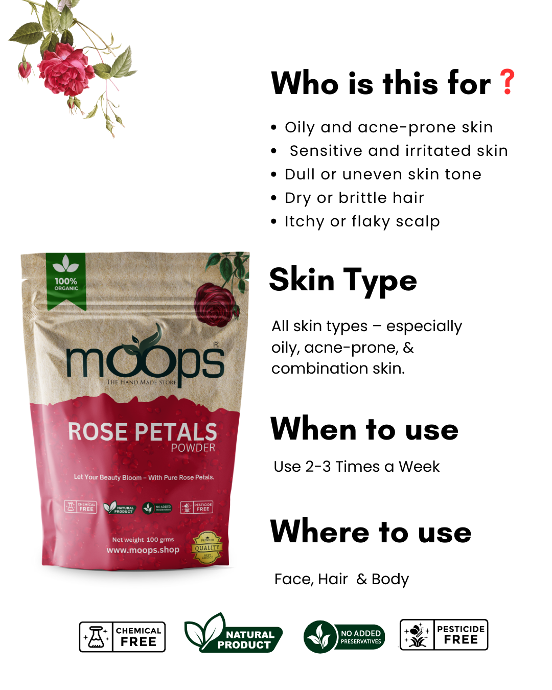 Moops Rose Petal Powder