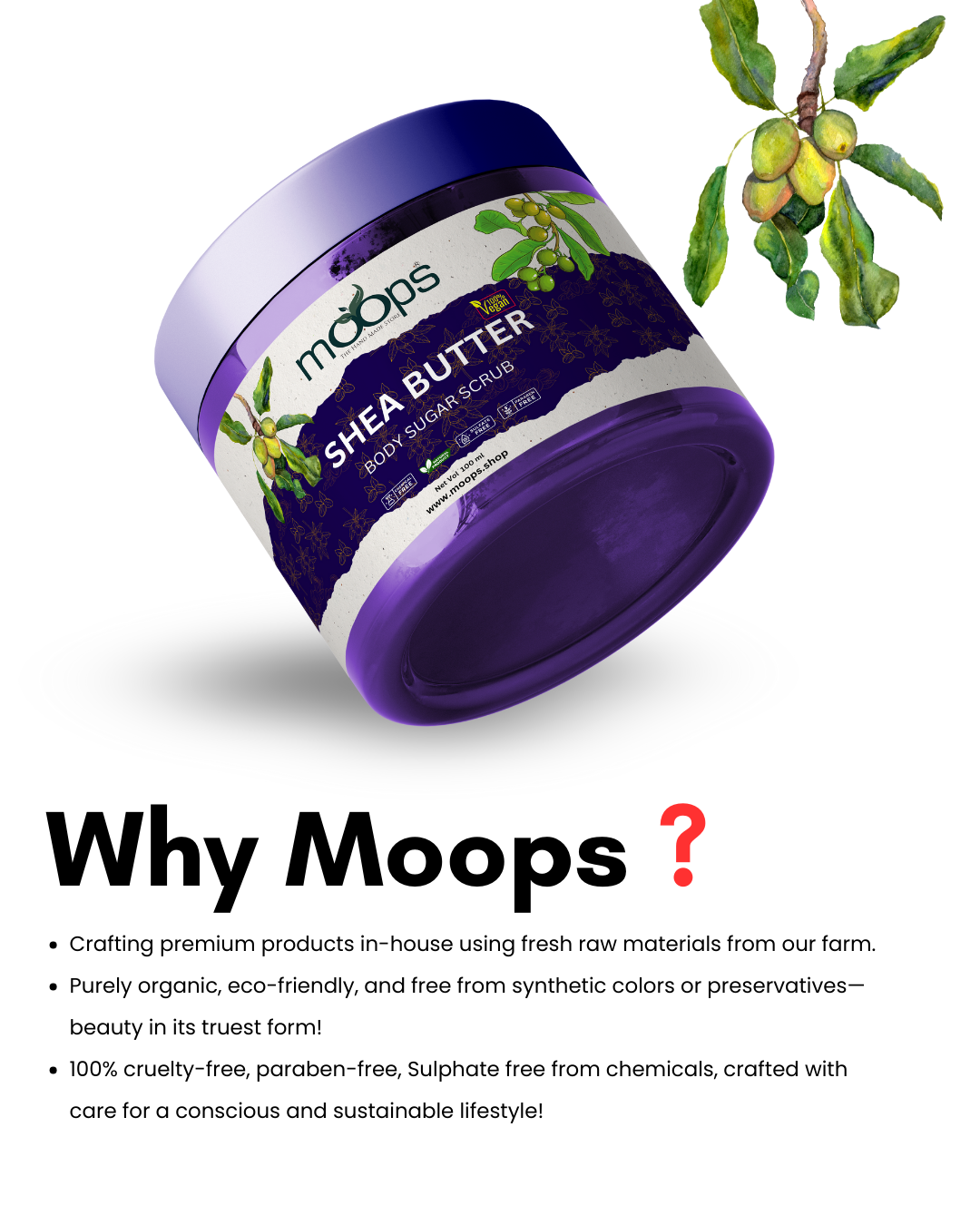 Moops Shea Butter Sugar Body Scrub