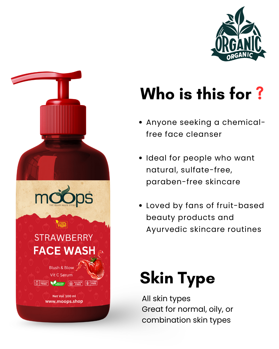 Moops Strawberry Face Wash